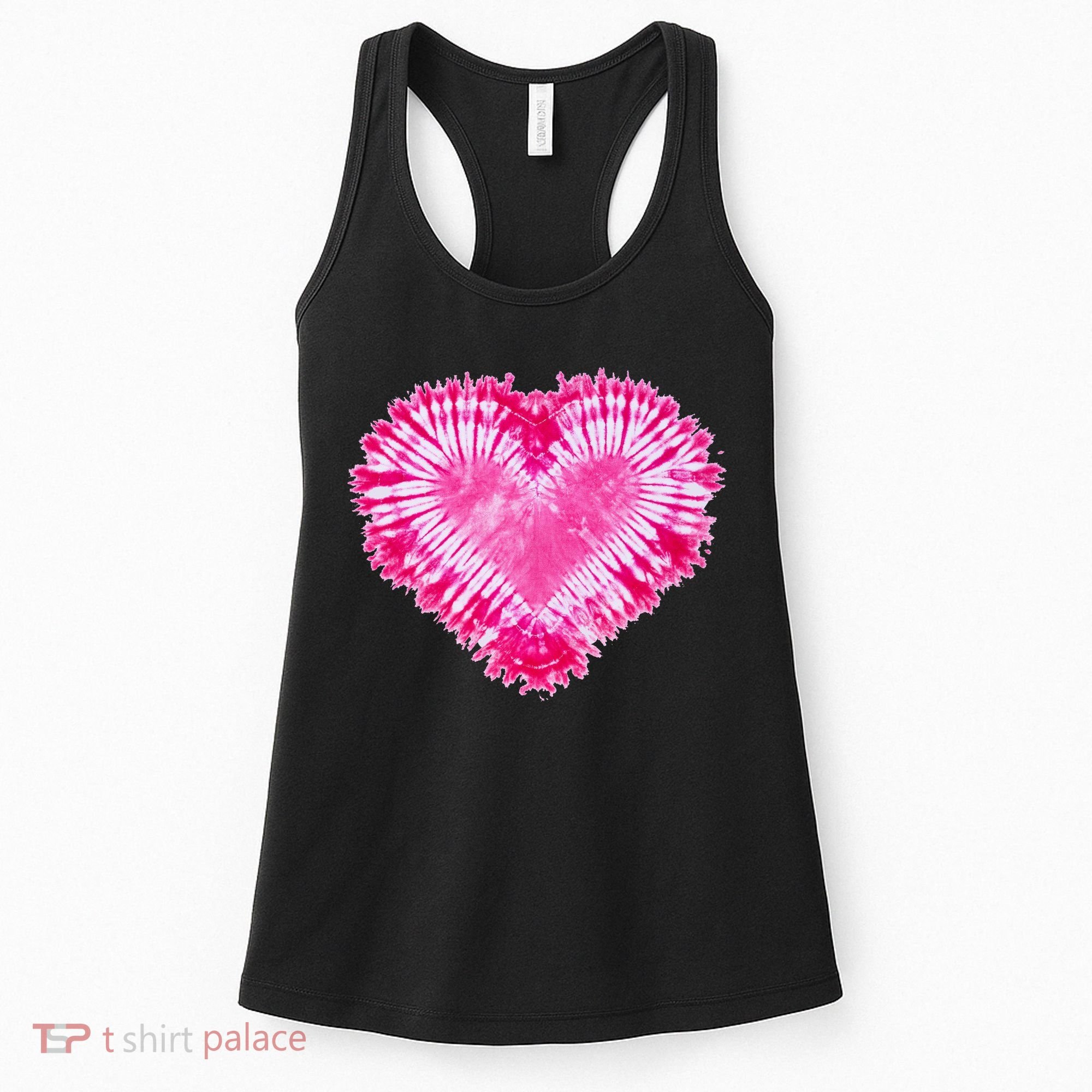 Pink Heart Tie Dye Valentines Day Women's Tank Top