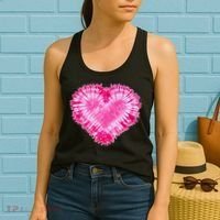 Pink Heart Tie Dye Valentines Day Women's Tank Top thumb 2