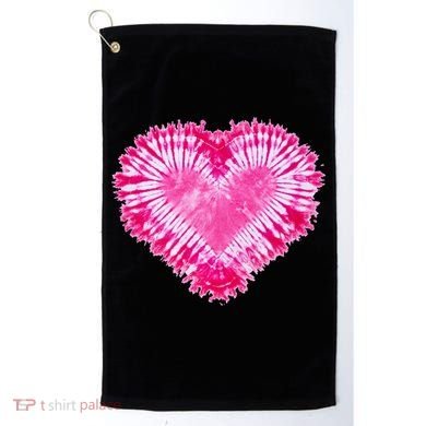 Pink Heart Tie Dye Valentines Day Golf Towel