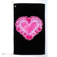 Pink Heart Tie Dye Valentines Day Golf Towel thumb 0