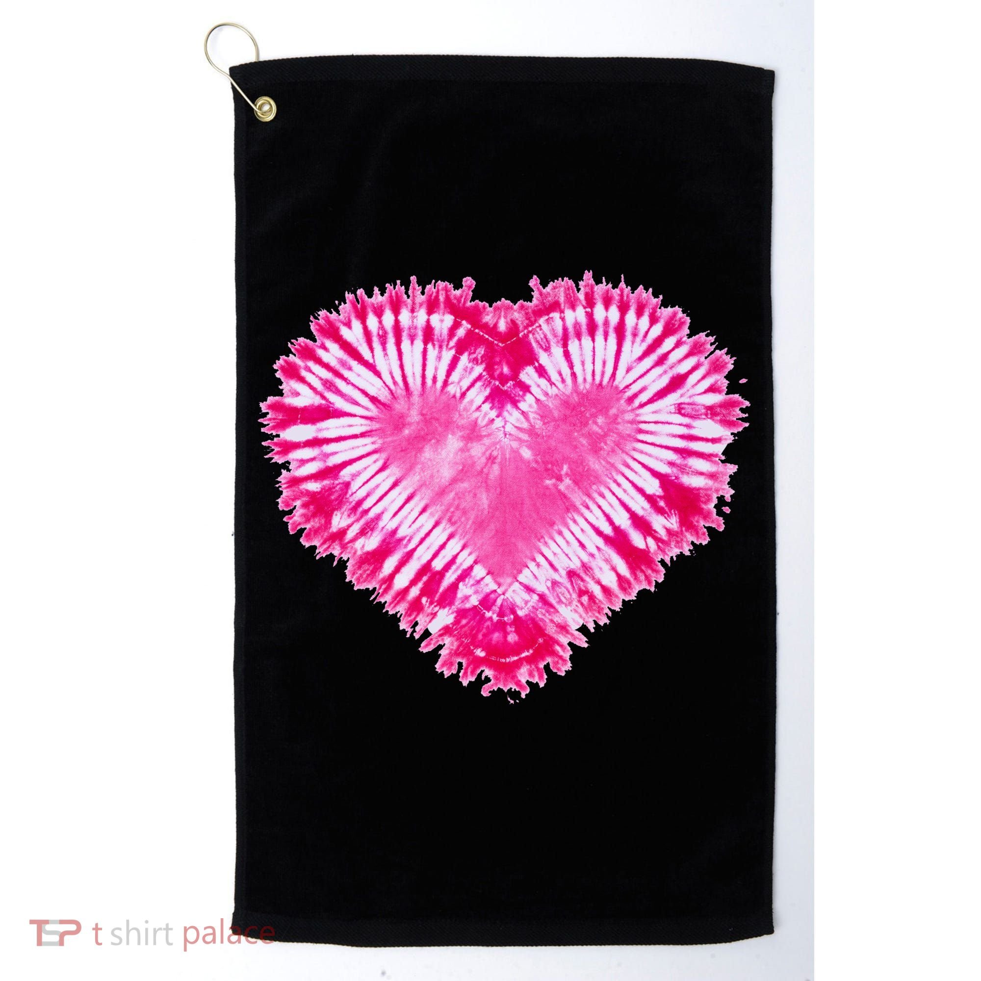 Pink Heart Tie Dye Valentines Day Golf Towel