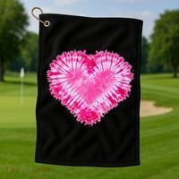 Pink Heart Tie Dye Valentines Day Golf Towel thumb 1