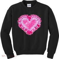 Pink Heart Tie Dye Valentines Day Kids Sweatshirt thumb 0
