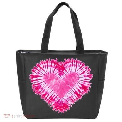 Pink Heart Tie Dye Valentines Day Tote Bag
