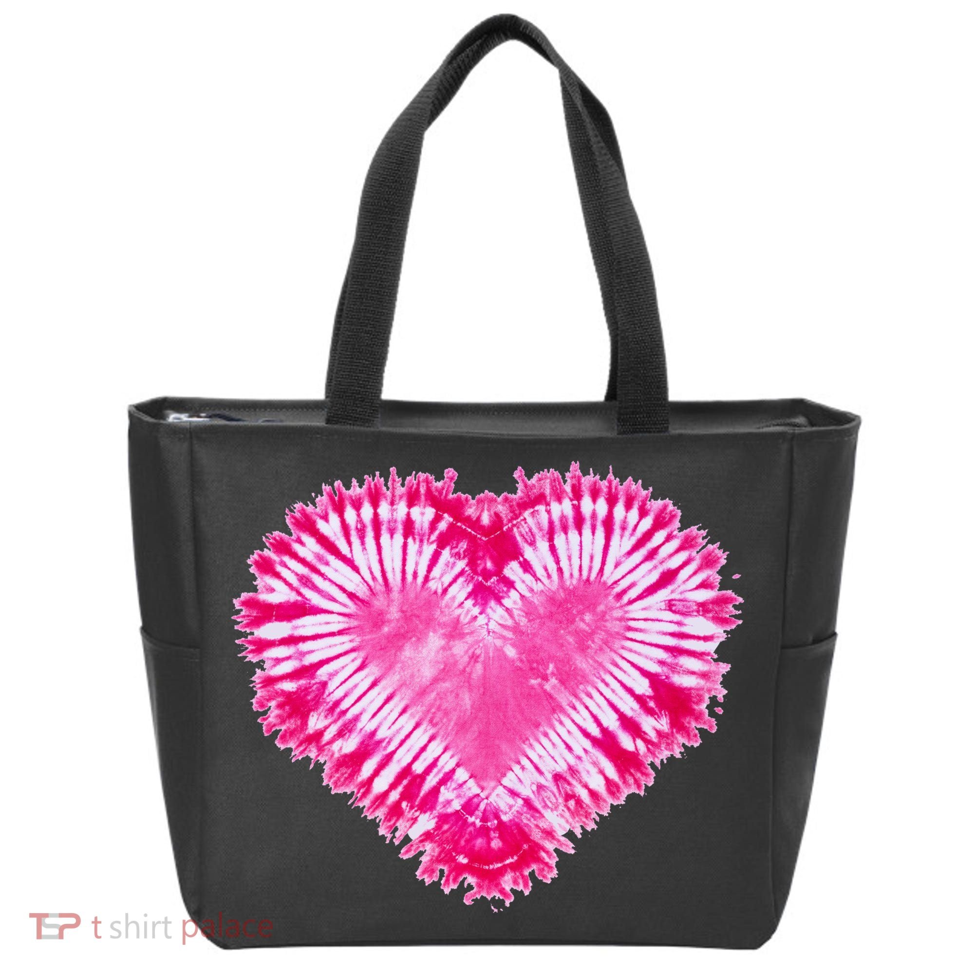 Pink Heart Tie Dye Valentines Day Tote Bag