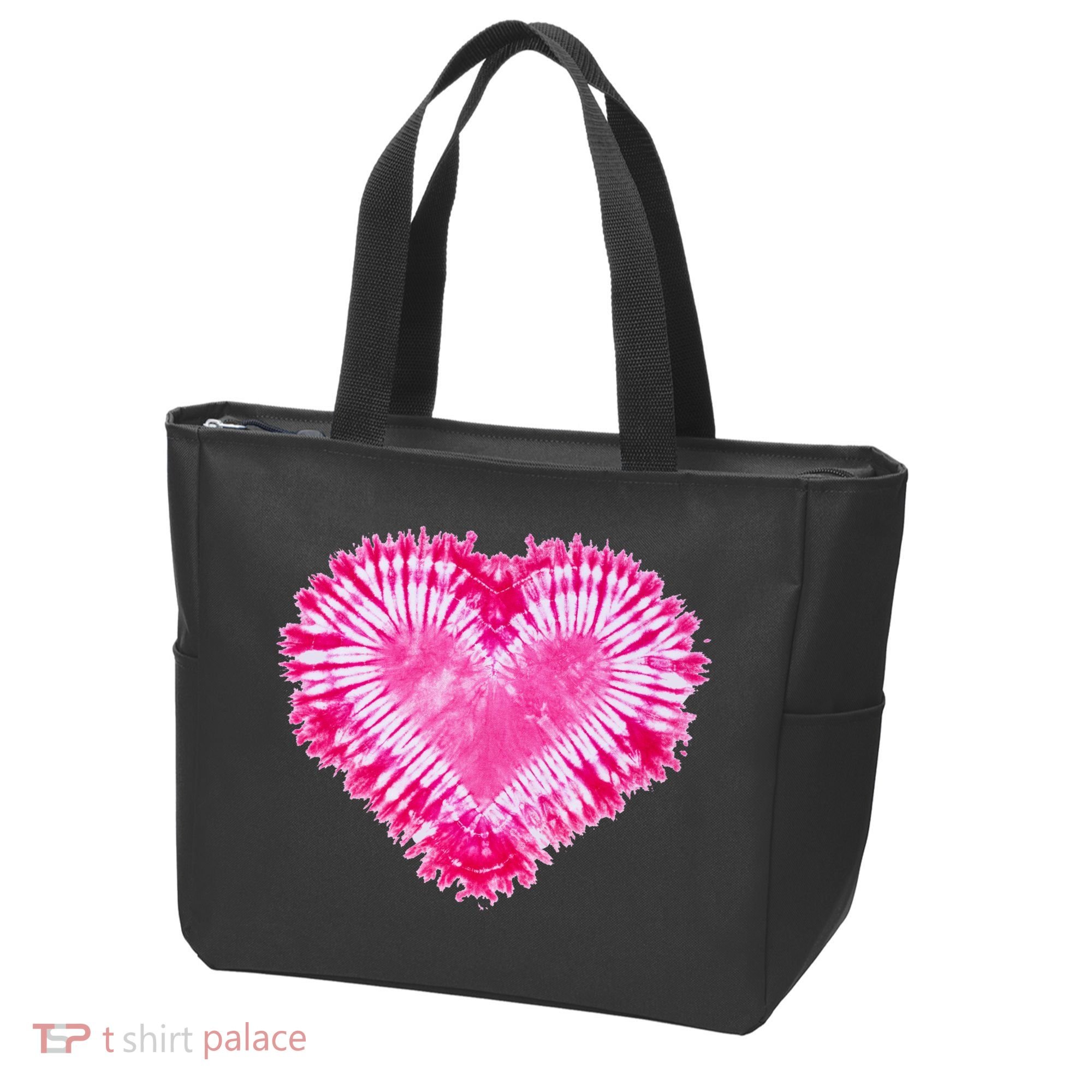 Pink Heart Tie Dye Valentines Day Tote Bag