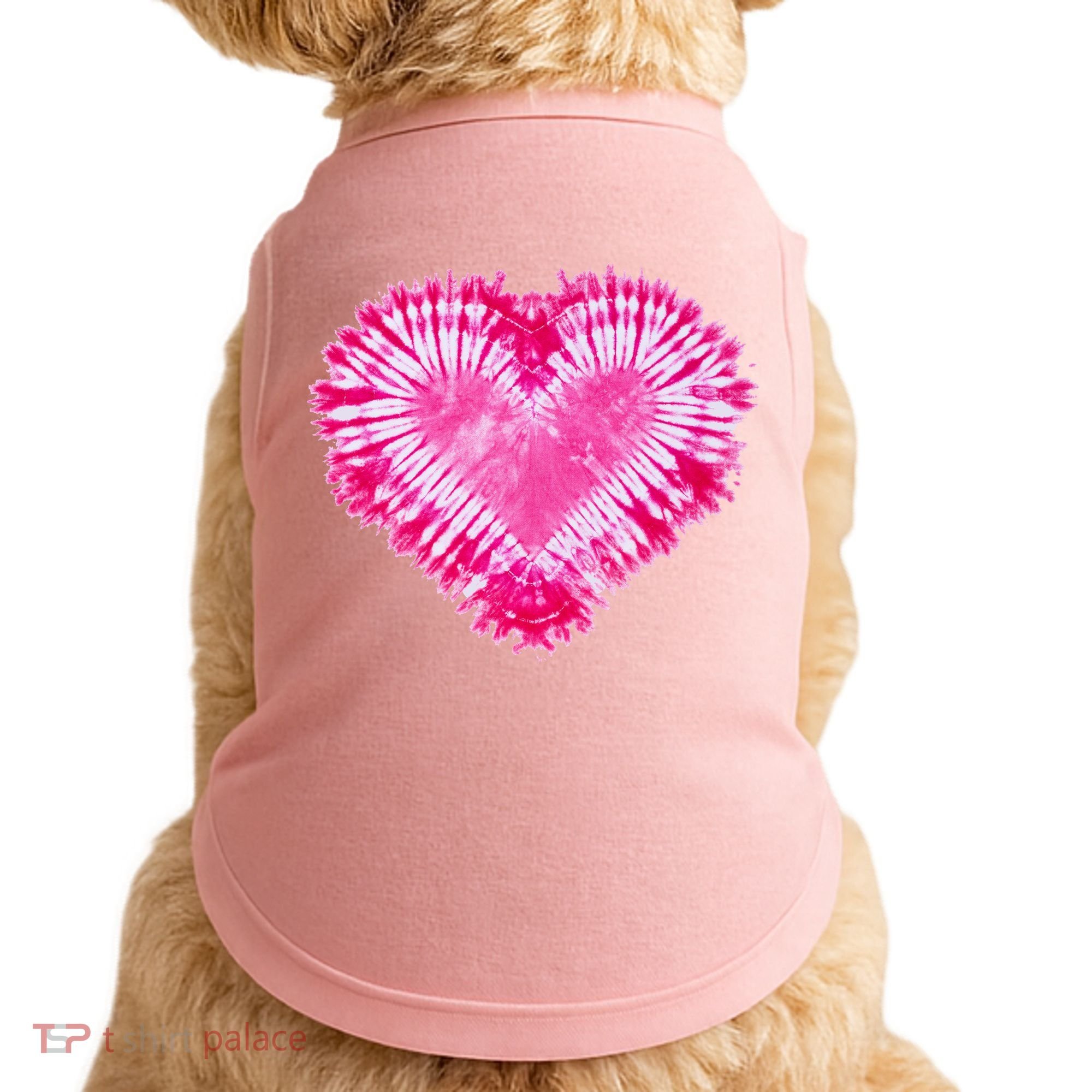 Pink Heart Tie Dye Valentines Day Doggie Tank