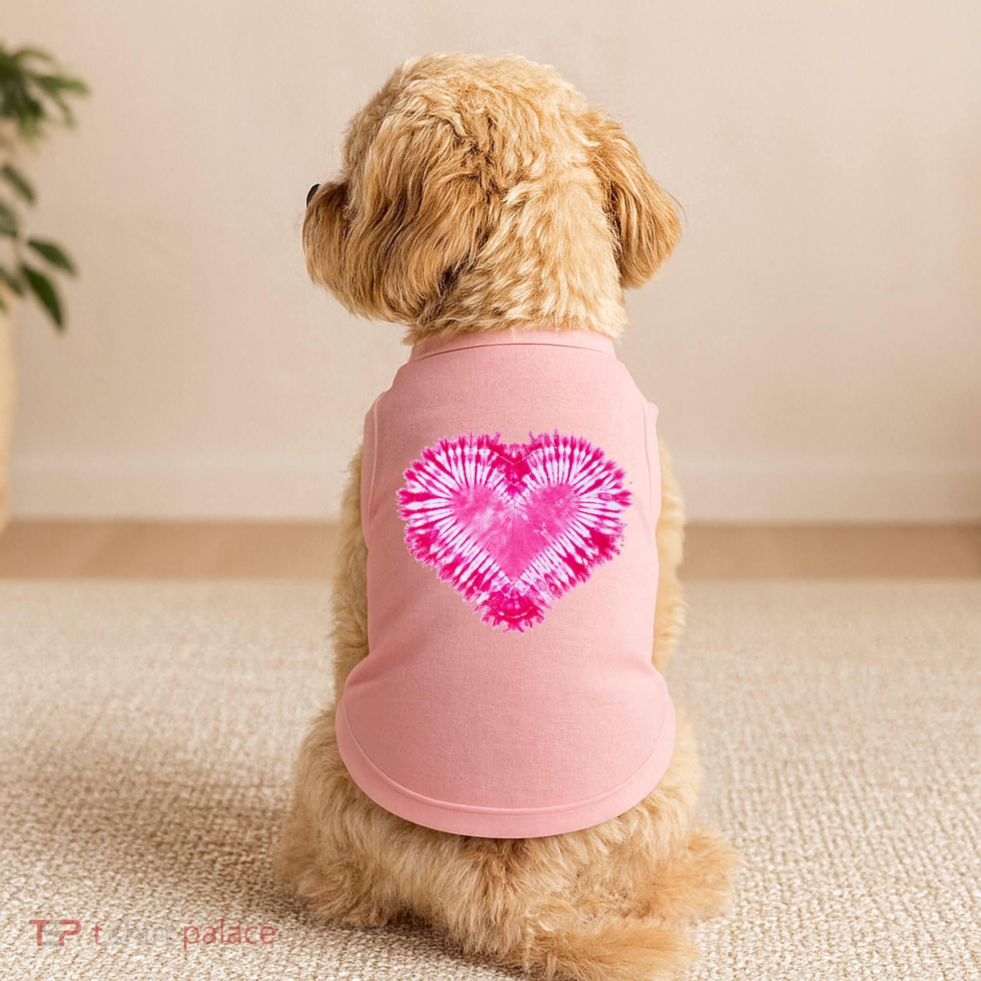 Pink Heart Tie Dye Valentines Day Doggie Tank