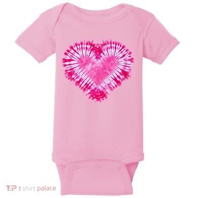 Pink Heart Tie Dye Valentines Day Baby Bodysuit