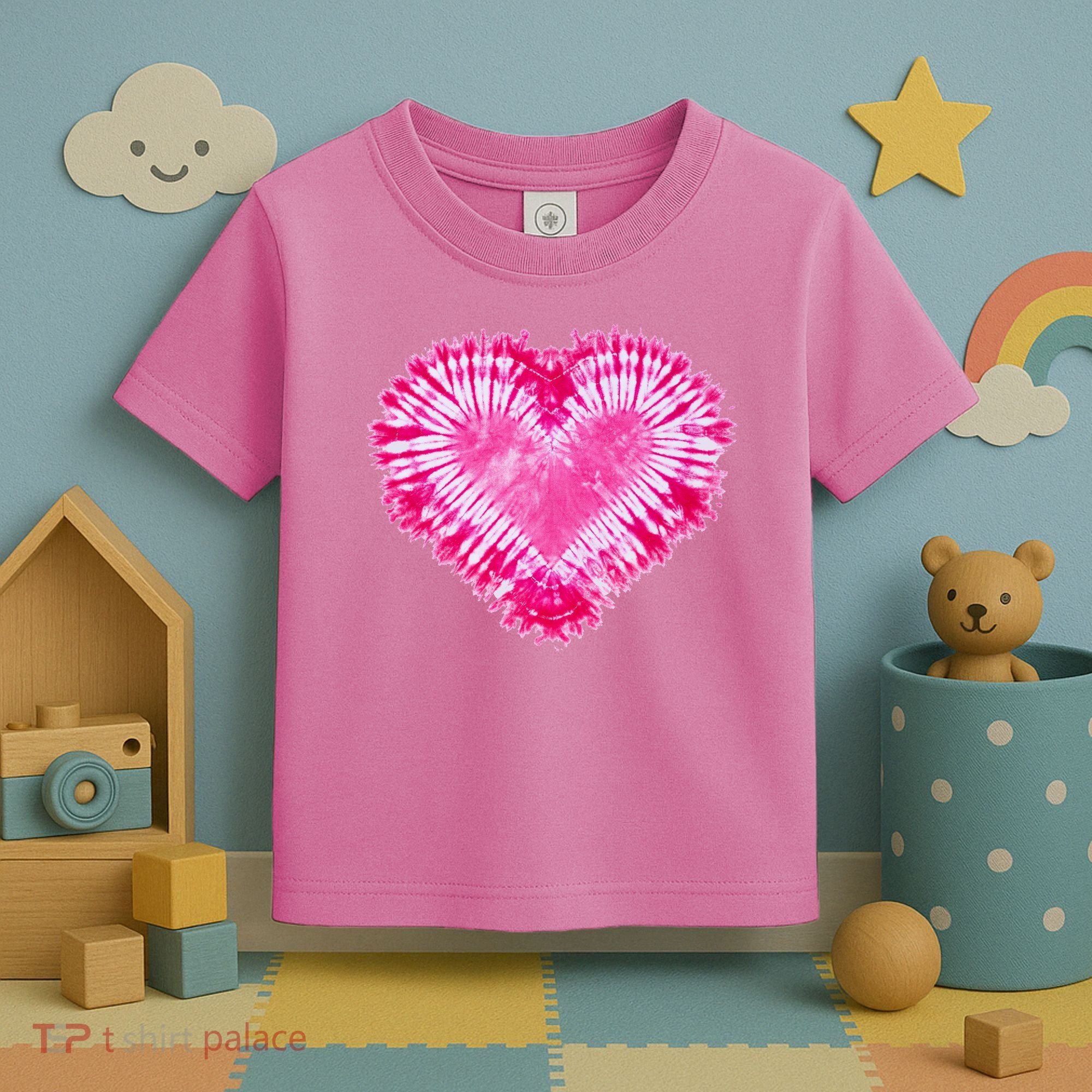 Pink Heart Tie Dye Valentines Day Toddler T-Shirt