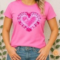 Pink Heart Tie Dye Valentines Day Women's T-Shirt thumb 2