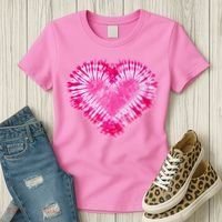 Pink Heart Tie Dye Valentines Day Women's T-Shirt thumb 3