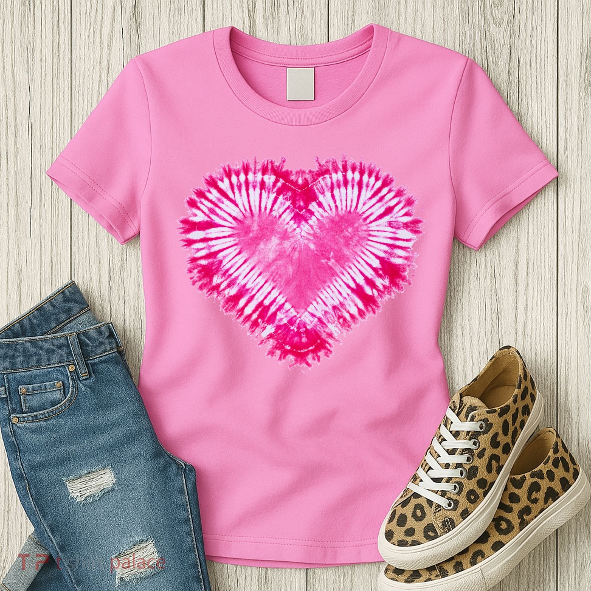 Pink Heart Tie Dye Valentines Day Women's T-Shirt