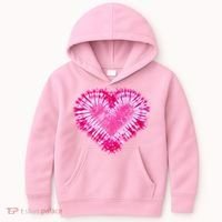Pink Heart Tie Dye Valentines Day Kids Hoodie thumb 0
