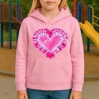 Pink Heart Tie Dye Valentines Day Kids Hoodie thumb 3