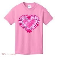 Pink Heart Tie Dye Valentines Day Kids T-Shirt thumb 0