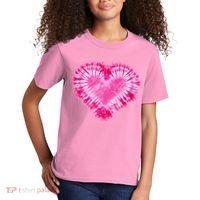 Pink Heart Tie Dye Valentines Day Kids T-Shirt thumb 2