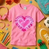 Pink Heart Tie Dye Valentines Day Kids T-Shirt thumb 3