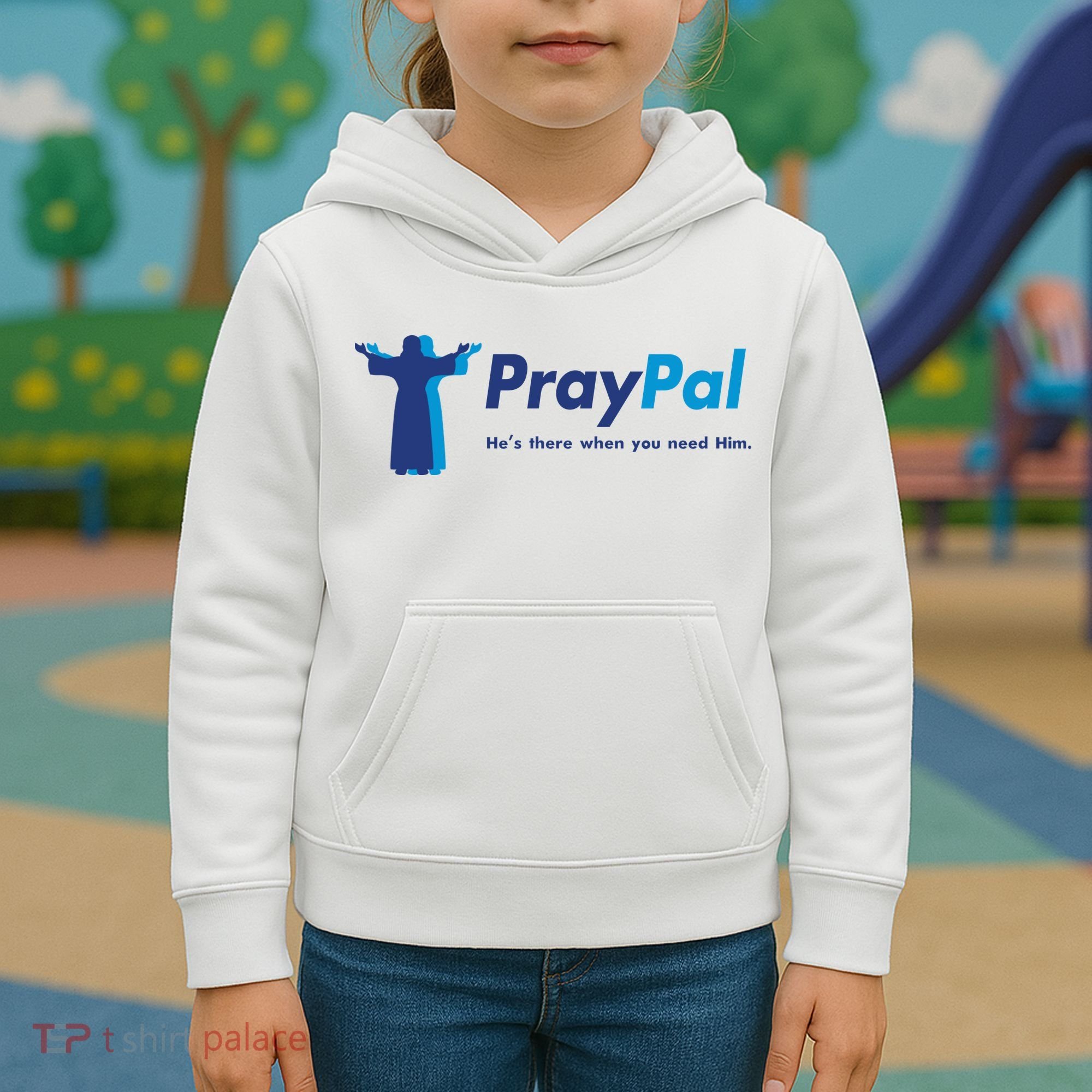 PrayPal He's There When You Need Him Kids Hoodie