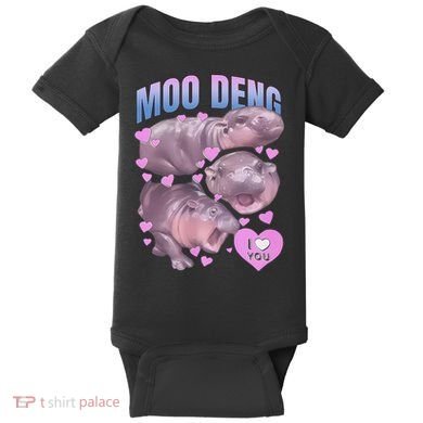 Pygmy Hippo Vintage Moo Dang Bootleg Funny Moodeng Gift Baby Bodysuit