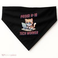 Proud H1b Visa Tech Worker And Future Immigrant Cat Worker USA-Made Doggie Bandana thumb 0