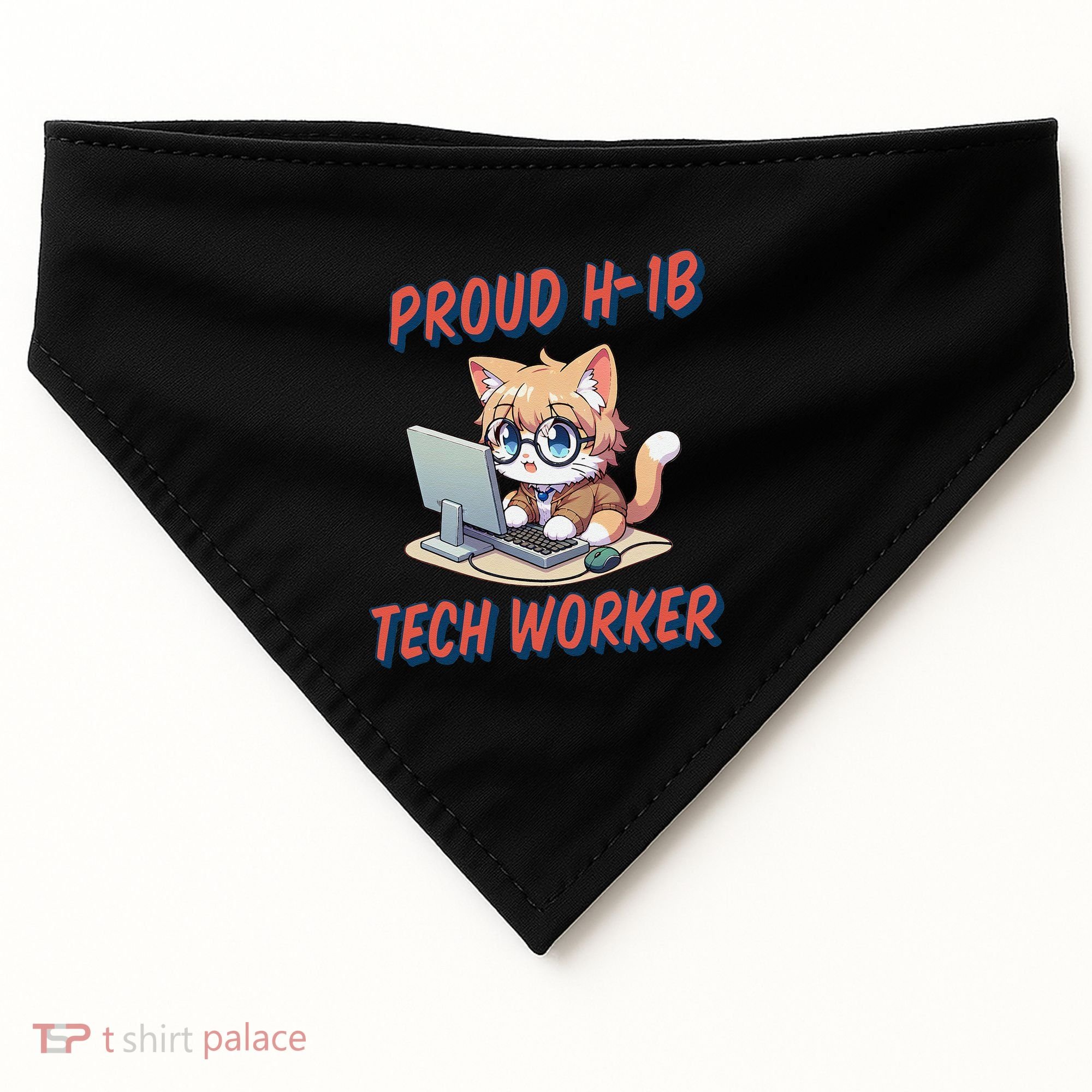 Proud H1b Visa Tech Worker And Future Immigrant Cat Worker USA-Made Doggie Bandana