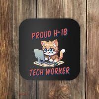 Proud H1b Visa Tech Worker And Future Immigrant Cat Worker Coaster thumb 0