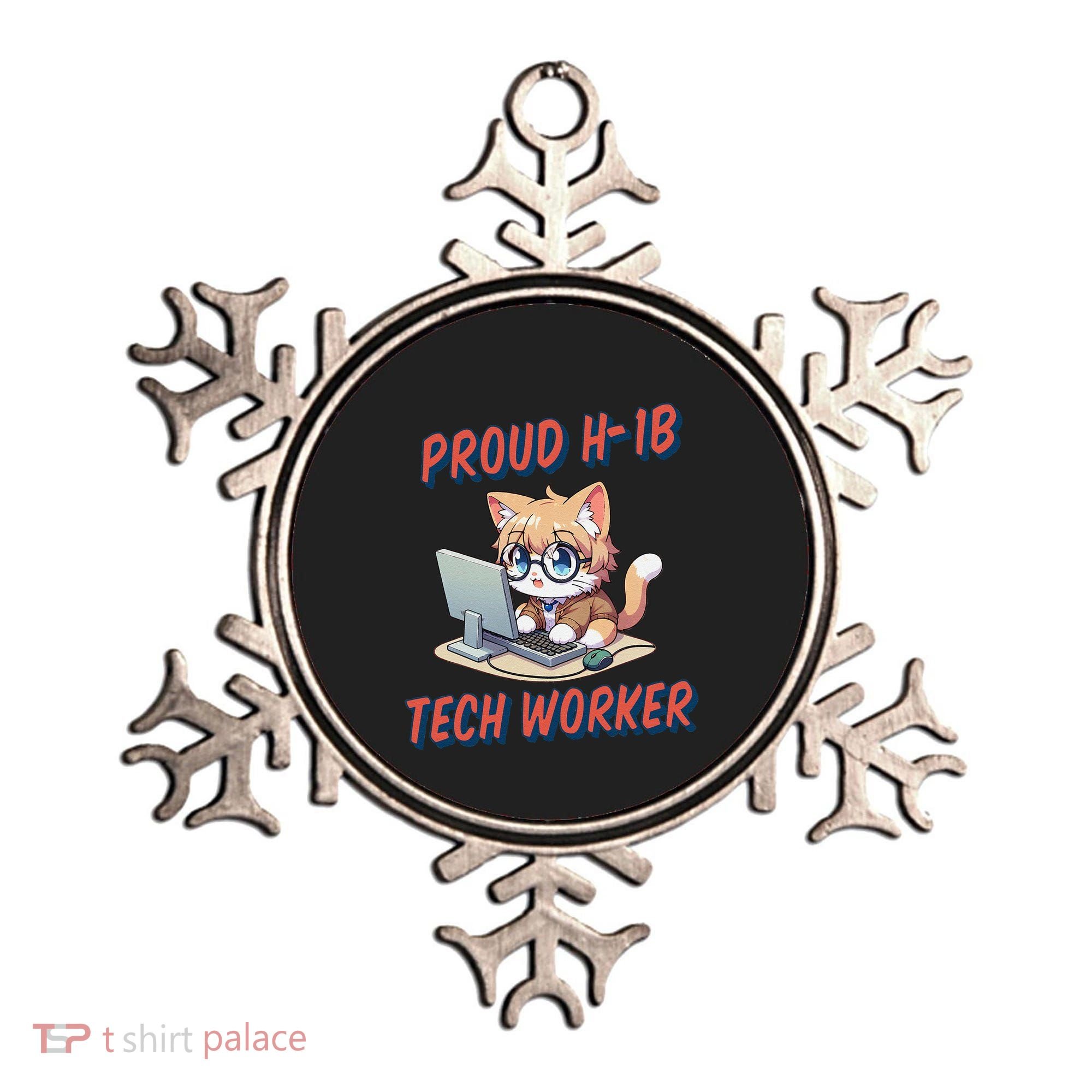 Proud H1b Visa Tech Worker And Future Immigrant Cat Worker Ornament