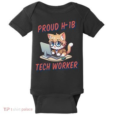 Proud H1b Visa Tech Worker And Future Immigrant Cat Worker Baby Bodysuit