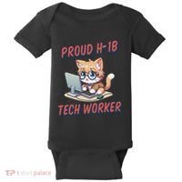 Proud H1b Visa Tech Worker And Future Immigrant Cat Worker Baby Bodysuit thumb 0