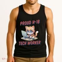 Proud H1b Visa Tech Worker And Future Immigrant Cat Worker Tank Top thumb 3
