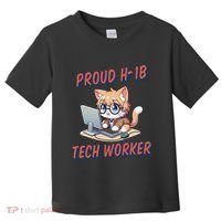 Proud H1b Visa Tech Worker And Future Immigrant Cat Worker Toddler T-Shirt thumb 0