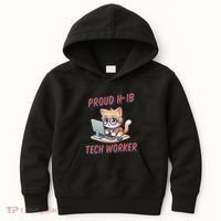 Proud H1b Visa Tech Worker And Future Immigrant Cat Worker Kids Hoodie thumb 0