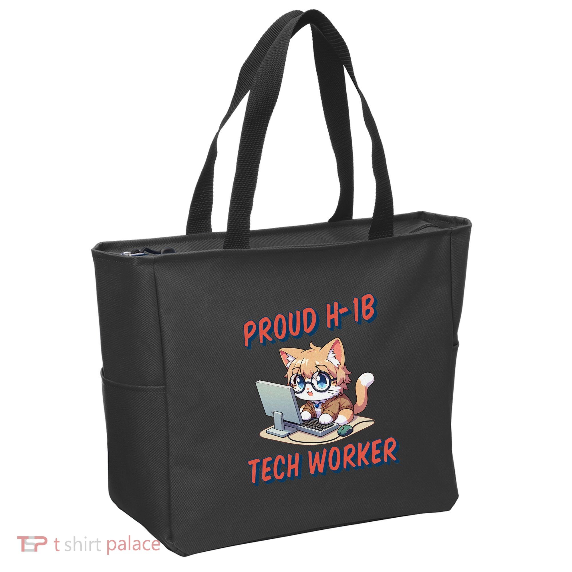 Proud H1b Visa Tech Worker And Future Immigrant Cat Worker Tote Bag