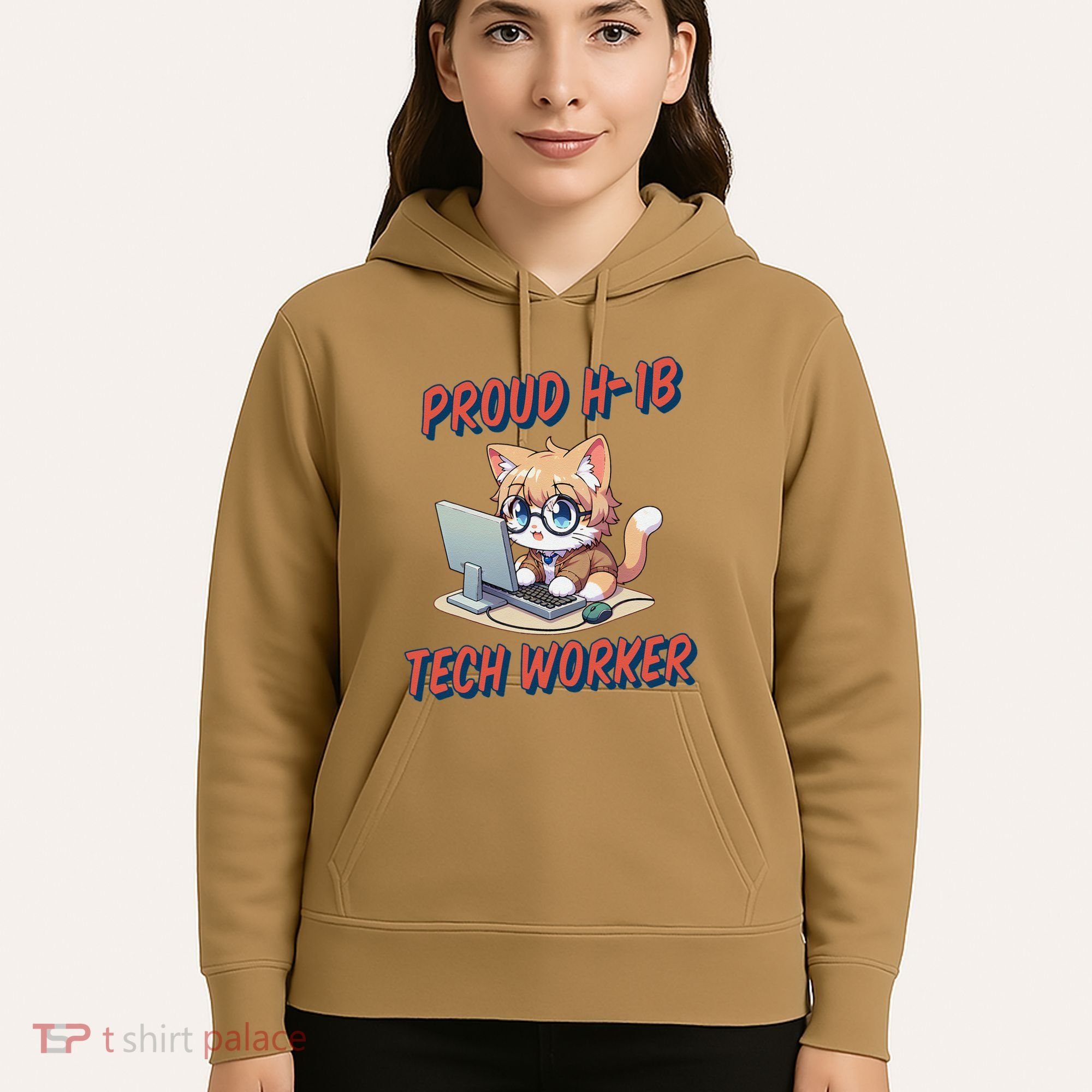 Proud H1b Visa Tech Worker And Future Immigrant Cat Worker Hoodie