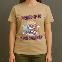 Proud H1b Visa Tech Worker And Future Immigrant Cat Worker T-Shirt thumb 4