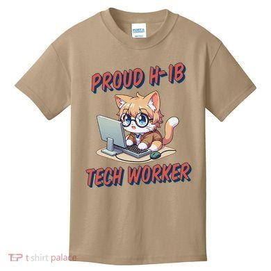 Proud H1b Visa Tech Worker And Future Immigrant Cat Worker Kids T-Shirt