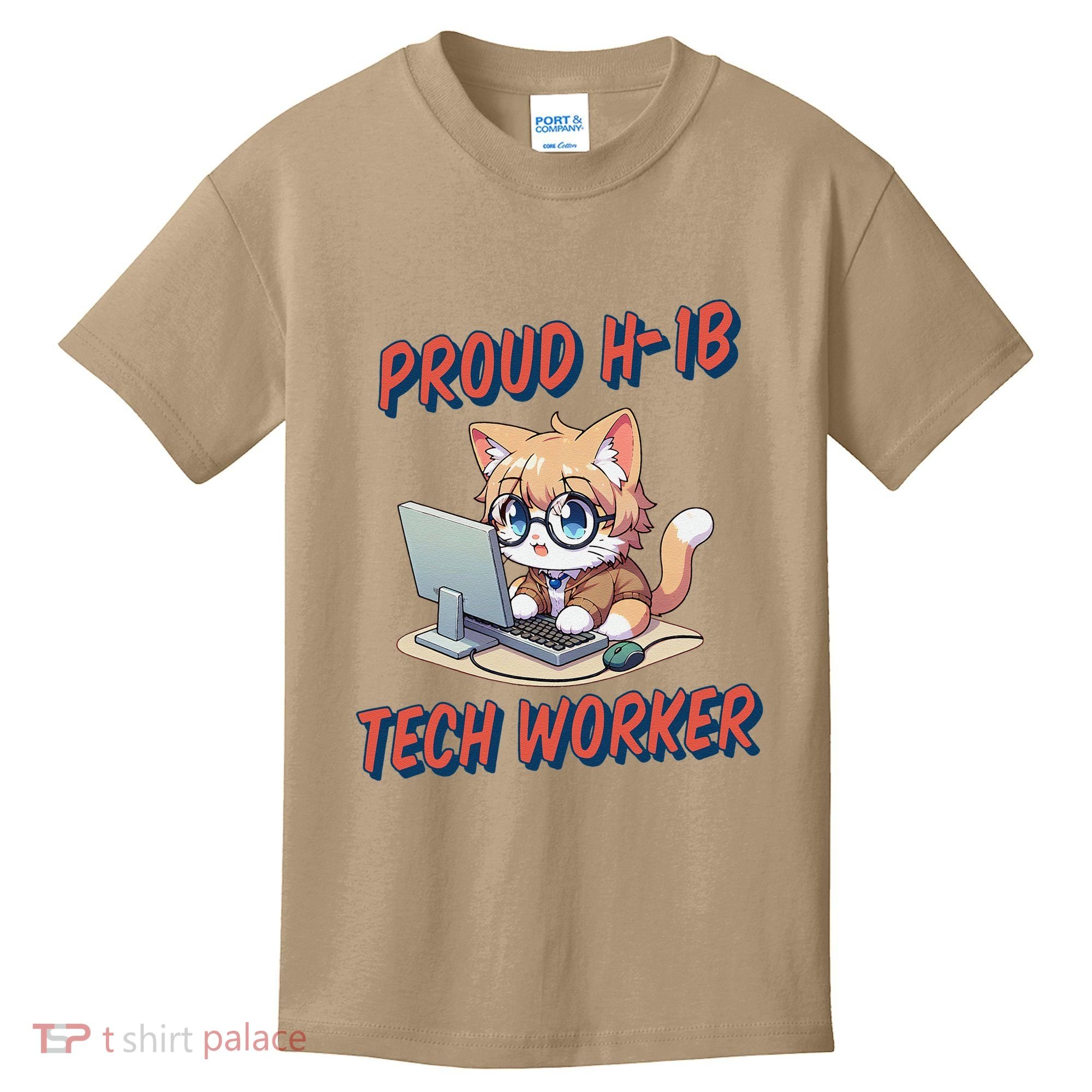 Proud H1b Visa Tech Worker And Future Immigrant Cat Worker Kids T-Shirt