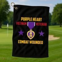 Purple Heart Vietnam Veteran Golf Towel thumb 1