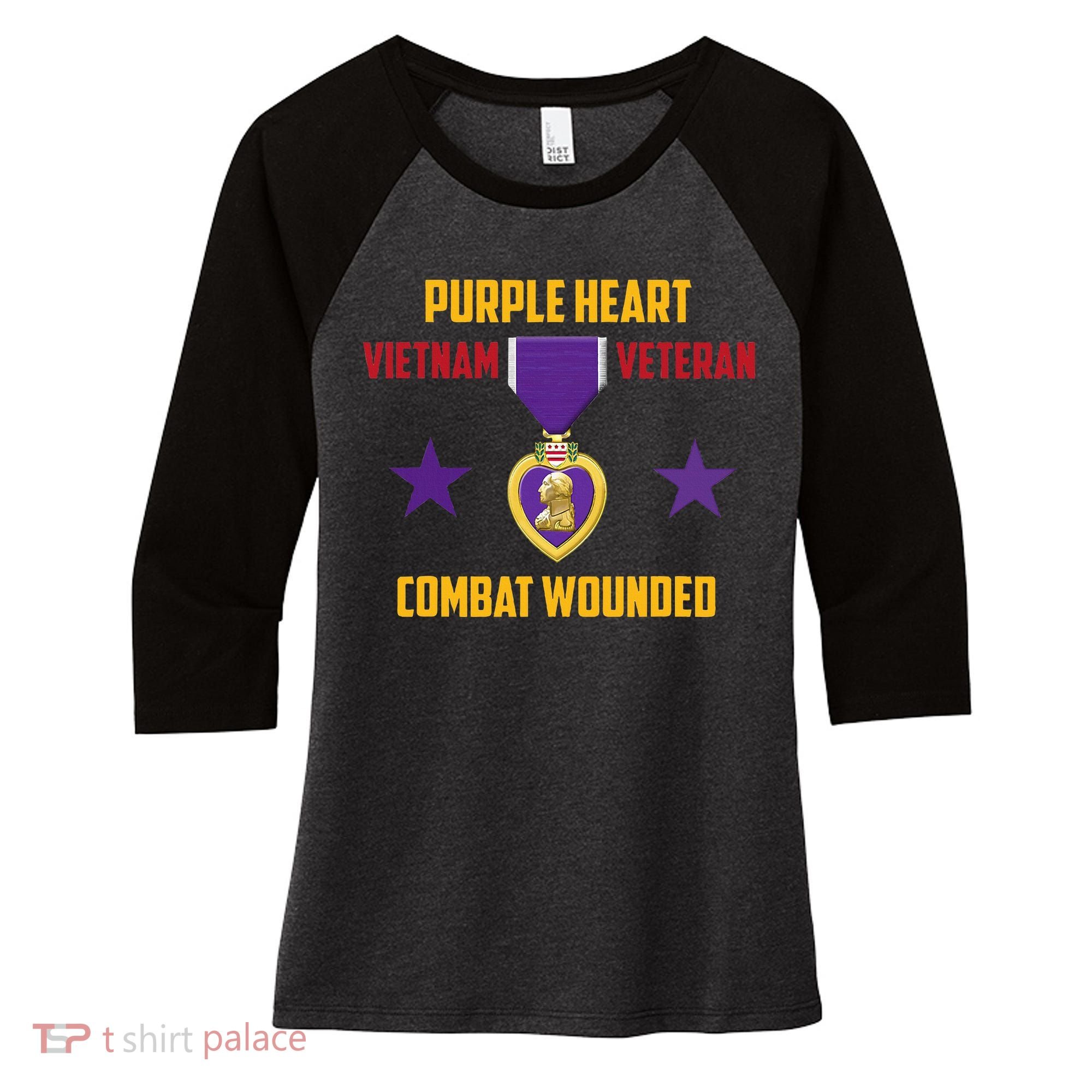 Purple Heart Vietnam Veteran Women's Tri-Blend 3/4-Sleeve Raglan Shirt