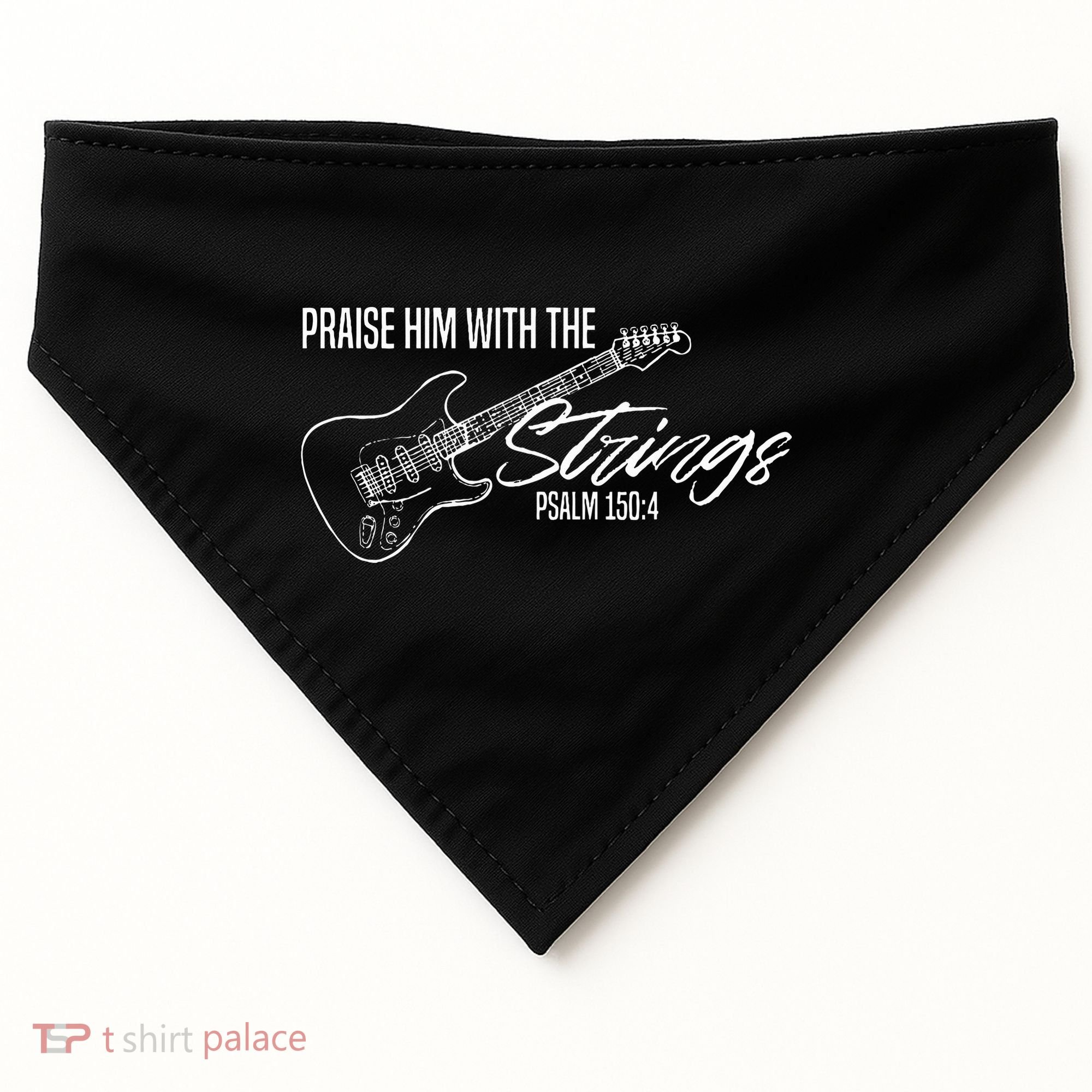 Praise Him With The Strings Christian Guitar God Worship USA-Made Doggie Bandana