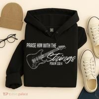 Praise Him With The Strings Christian Guitar God Worship Hoodie thumb 4
