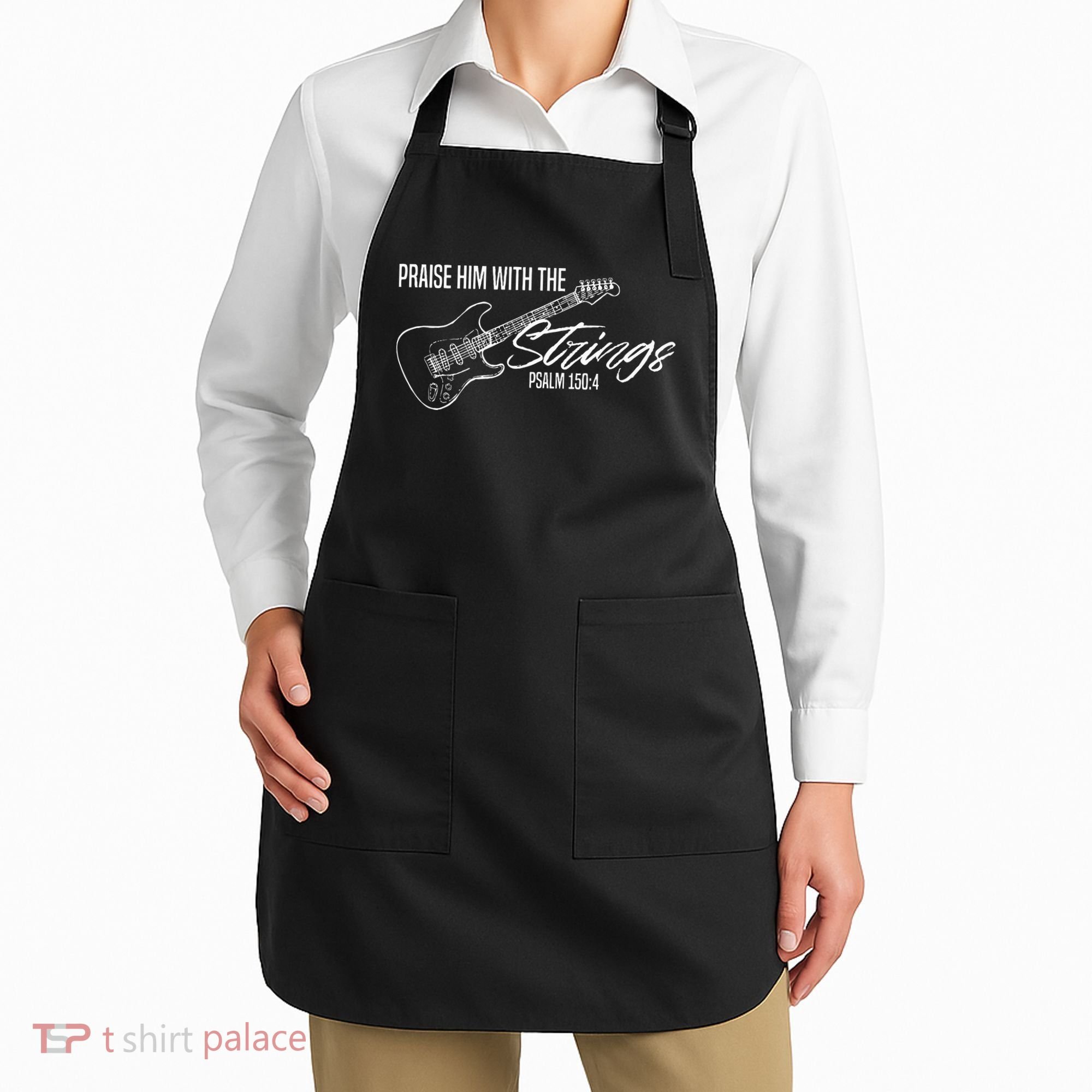 Praise Him With The Strings Christian Guitar God Worship Apron