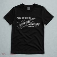 Praise Him With The Strings Christian Guitar God Worship T-Shirt thumb 5
