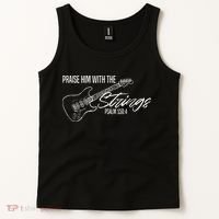 Praise Him With The Strings Christian Guitar God Worship Tank Top thumb 2