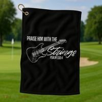 Praise Him With The Strings Christian Guitar God Worship Golf Towel thumb 1