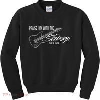 Praise Him With The Strings Christian Guitar God Worship Kids Sweatshirt thumb 0