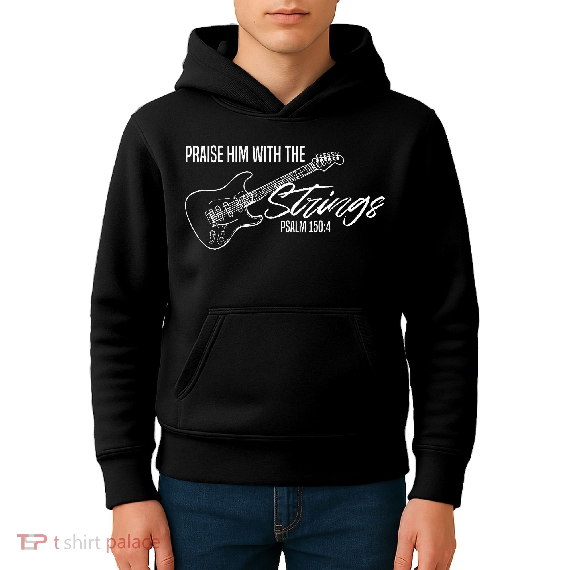 Praise Him With The Strings Christian Guitar God Worship Kids Hoodie