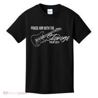 Praise Him With The Strings Christian Guitar God Worship Kids T-Shirt thumb 0