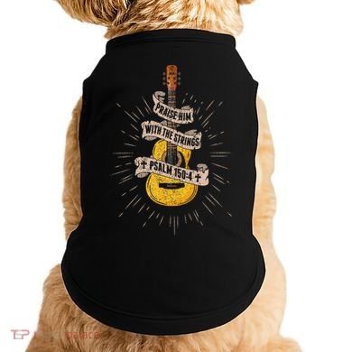 Praise Him With The Strings Jesus Acoustic Guitar Christian Doggie Tank